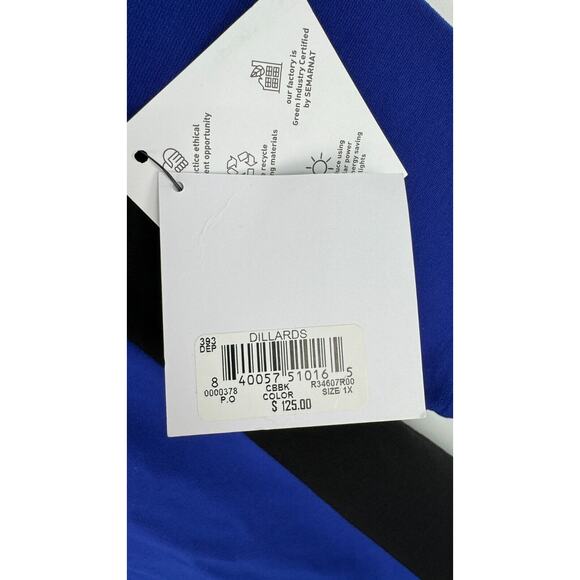 Rebel Wilson Womens Blue Black Colorblock 3/4 Sleeve Dress V Neck Size 1X NWT - Picture 7 of 11